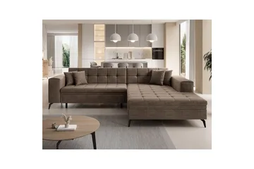 Hjørnesofa Eltap Solange 292x196x84 cm - Berlin 03, Beige, Høyre - Møbler - Sofaer - Sovesofaer - Sovesofa divan