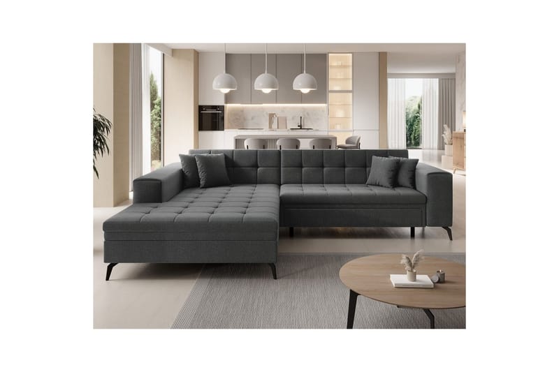 Hjørnesofa Eltap Solange 292x196x84 cm - Inari 96, Mørk grå, Venstre - Møbler - Sofaer - Sovesofaer - Sovesofa divan