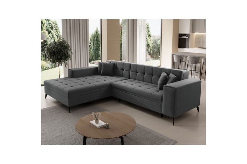 Hjørnesofa Eltap Solange 292x196x84 cm - Inari 96, Mørk grå, Venstre - Møbler - Sofaer - Sovesofaer - Sovesofa divan