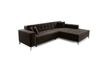 Hjørnesofa Eltap Solange 292x196x84 cm - Mat Velvet 29, Mørk brun, Høyre - Møbler - Sofaer - Sovesofaer - Sovesofa divan