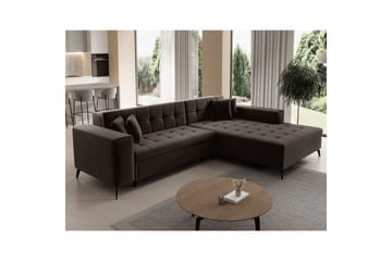 Hjørnesofa Eltap Solange 292x196x84 cm - Mat Velvet 29, Mørk brun, Høyre - Møbler - Sofaer - Sovesofaer - Sovesofa divan