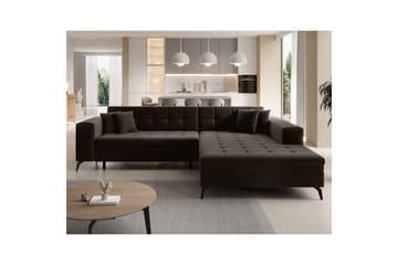 Hjørnesofa Eltap Solange 292x196x84 cm - Mat Velvet 29, Mørk brun, Høyre - Møbler - Sofaer - Sovesofaer - Sovesofa divan