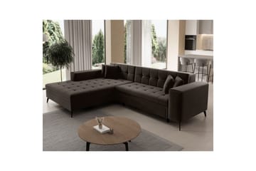 Hjørnesofa Eltap Solange 292x196x84 cm - Mat Velvet 29, Mørk brun, Venstre - Møbler - Sofaer - Sovesofaer - Sovesofa divan