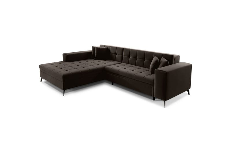 Hjørnesofa Eltap Solange 292x196x84 cm - Mat Velvet 29, Mørk brun, Venstre - Møbler - Sofaer - Sovesofaer - Sovesofa divan