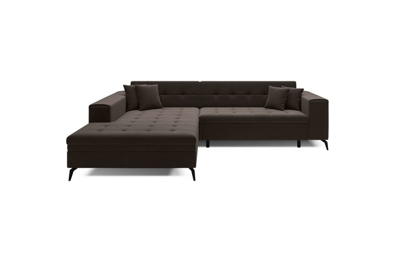 Hjørnesofa Eltap Solange 292x196x84 cm, Mat Velvet 29, Mørk brun, Venstre