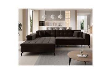 Hjørnesofa Eltap Solange 292x196x84 cm - Mat Velvet 29, Mørk brun, Venstre - Møbler - Sofaer - Sovesofaer - Sovesofa divan