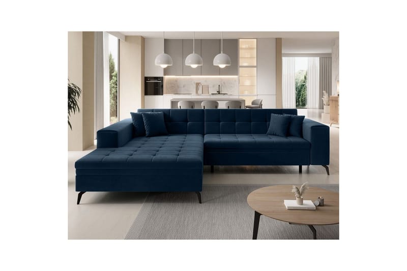 Hjørnesofa Eltap Solange 292x196x84 cm - Monolith 77, Mørk Blå, Venstre - Møbler - Sofaer - Sovesofaer - Sovesofa divan