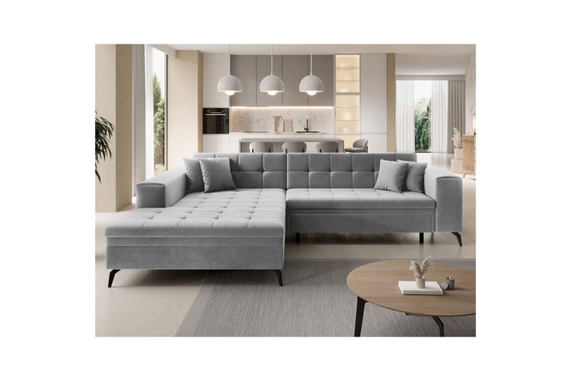 Hjørnesofa Eltap Solange 292x196x84 cm - Monolith 84, Grå, Venstre - Møbler - Sofaer - Sovesofaer - Sovesofa divan