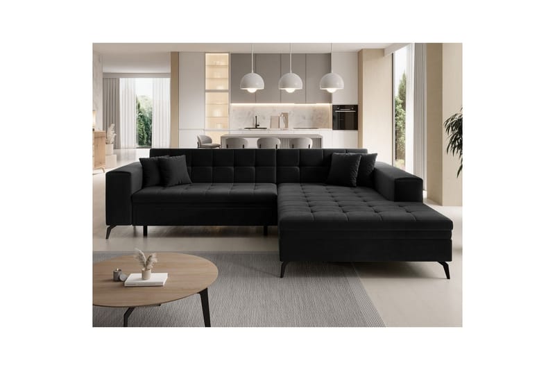 Hjørnesofa Eltap Solange 292x196x84 cm - Monolith 97, Mørk Grå, Høyre - Møbler - Sofaer - Sovesofaer - Sovesofa divan