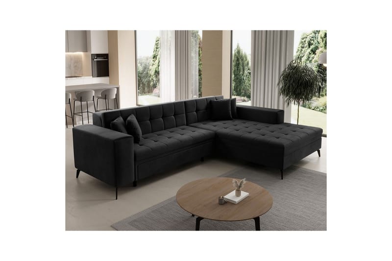 Hjørnesofa Eltap Solange 292x196x84 cm - Monolith 97, Mørk Grå, Høyre - Møbler - Sofaer - Sovesofaer - Sovesofa divan