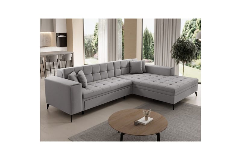 Hjørnesofa Eltap Solange 292x196x84 cm - Omega 02, Grå, Høyre - Møbler - Sofaer - Sovesofaer - Sovesofa divan