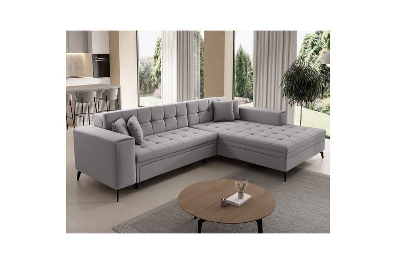 Hjørnesofa Eltap Solange 292x196x84 cm - Omega 02, Grå, Høyre - Møbler - Sofaer - Sovesofaer - Sovesofa divan