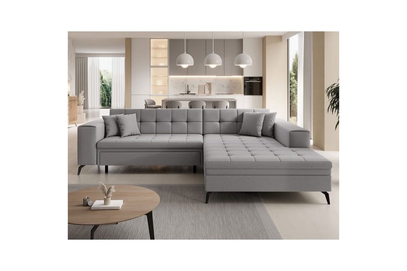 Hjørnesofa Eltap Solange 292x196x84 cm - Omega 02, Grå, Høyre - Møbler - Sofaer - Sovesofaer - Sovesofa divan