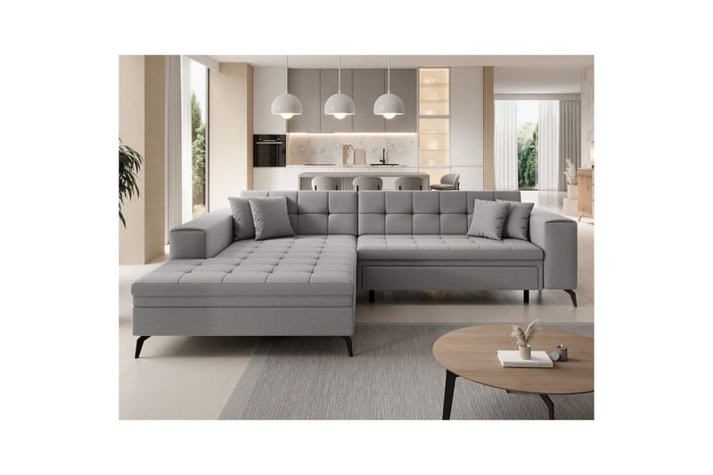 Hjørnesofa Eltap Solange 292x196x84 cm - Omega 02, Grå, Venstre - Møbler - Sofaer - Sovesofaer - Sovesofa divan