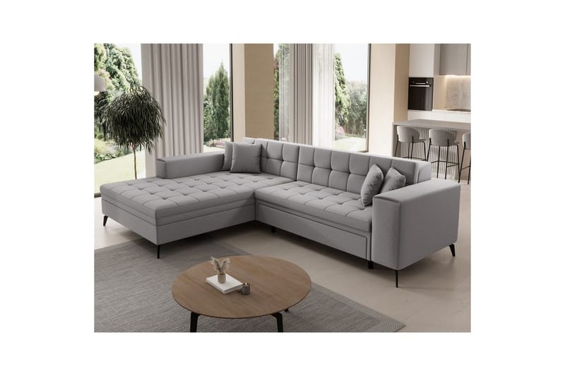 Hjørnesofa Eltap Solange 292x196x84 cm - Omega 02, Grå, Venstre - Møbler - Sofaer - Sovesofaer - Sovesofa divan