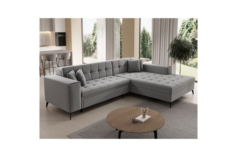 Hjørnesofa Eltap Solange 292x196x84 cm - Omega 13, Grå, Høyre - Møbler - Sofaer - Sovesofaer - Sovesofa divan
