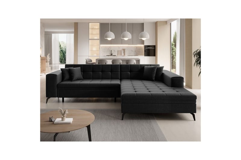 Hjørnesofa Eltap Solange 292x196x84 cm - Sawana 14, Svart, Høyre - Møbler - Sofaer - Sovesofaer - Sovesofa divan