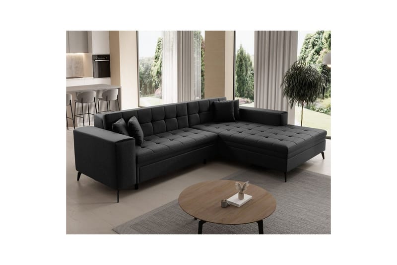 Hjørnesofa Eltap Solange 292x196x84 cm - Sawana 14, Svart, Høyre - Møbler - Sofaer - Sovesofaer - Sovesofa divan