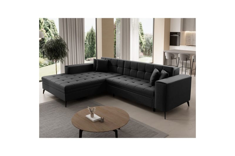 Hjørnesofa Eltap Solange 292x196x84 cm - Sawana 14, Svart, Venstre - Møbler - Sofaer - Sovesofaer - Sovesofa divan