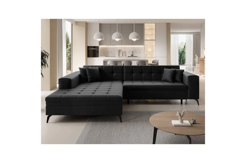 Hjørnesofa Eltap Solange 292x196x84 cm - Sawana 14, Svart, Venstre - Møbler - Sofaer - Sovesofaer - Sovesofa divan