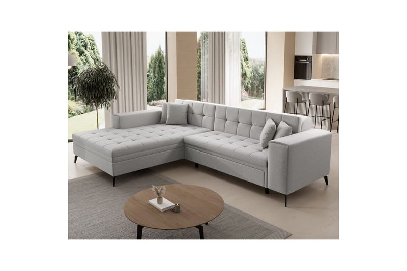 Hjørnesofa Eltap Solange 292x196x84 cm - Trekk 02, Beige, Venstre - Møbler - Sofaer - Sovesofaer - Sovesofa divan
