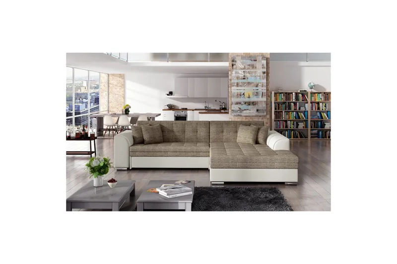 Hjørnesofa Eltap Sorento 296x194x78 cm, Berlin 03, Soft 33, Beige, Høyre
