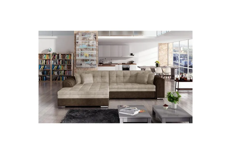Hjørnesofa Eltap Sorento 296x194x78 cm - Dora 22, Dora 28, Beige, Venstre - Møbler - Sofaer - Sovesofaer - Sovesofa divan