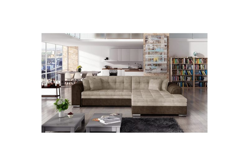 Hjørnesofa Eltap Sorento 296x194x78 cm - Dora 28, Dora 22, Brun, Høyre - Møbler - Sofaer - Sovesofaer - Sovesofa divan