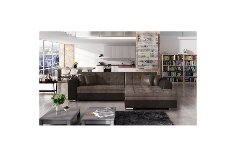 Hjørnesofa Eltap Sorento 296x194x78 cm, Monolith 09, Monolith 29, Brun, Høyre