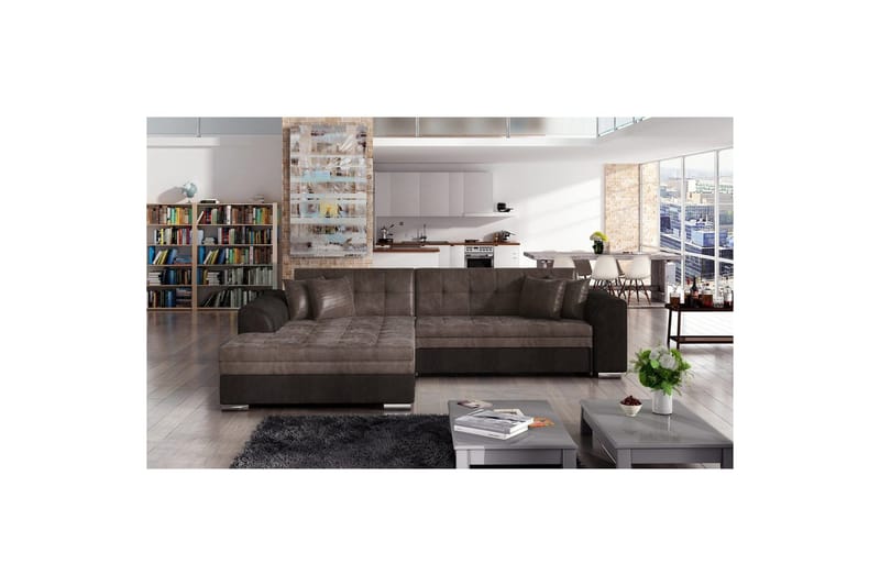 Hjørnesofa Eltap Sorento 296x194x78 cm, Monolith 09, Monolith 29, Brun, Venstre
