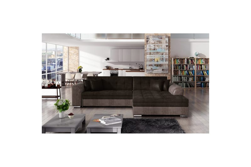 Hjørnesofa Eltap Sorento 296x194x78 cm - Monolith 29, Monolith 09, Mørk Brun, Høyre - Møbler - Sofaer - Sovesofaer - Sovesofa divan