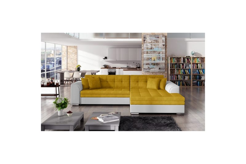 Hjørnesofa Eltap Sorento 296x194x78 cm, Omega 68, Myk 17, Gul, Høyre