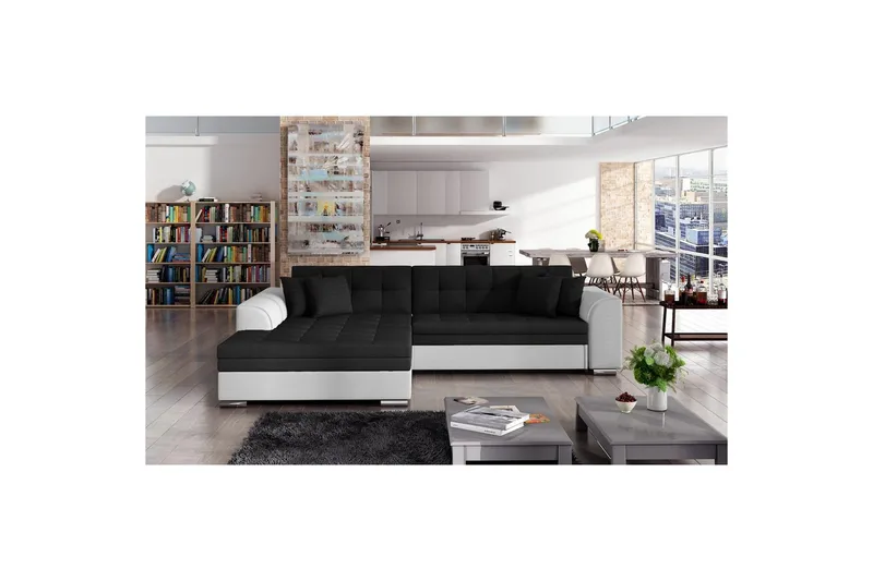 Hjørnesofa Eltap Sorento 296x194x78 cm, Sawana 14, Soft 17, Svart, Venstre