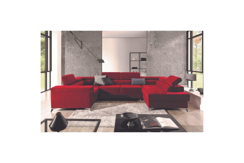 Hjørnesofa Eltap Thiago 342x208x88 cm - Kronos 02, Rød, Høyre - Møbler - Sofaer - Sovesofaer - Hjørnesovesofa