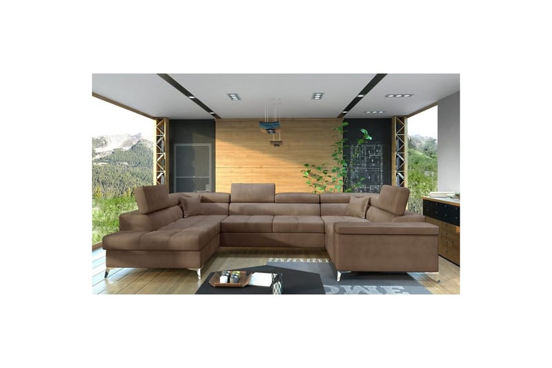 Hjørnesofa Eltap Thiago 342x208x88 cm, Monolith 09, Lys Brun, Venstre