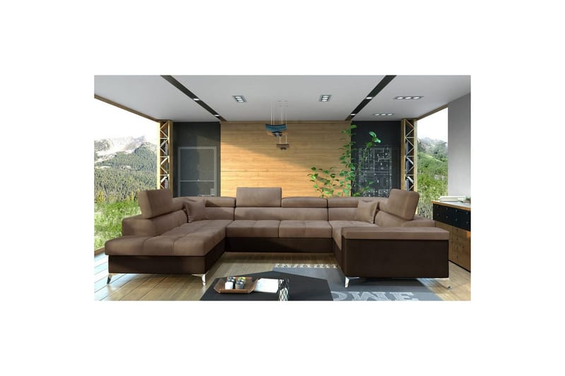 Hjørnesofa Eltap Thiago 342x208x88 cm, Monolith 09, Monolith 29, Lys Brun, Venstre