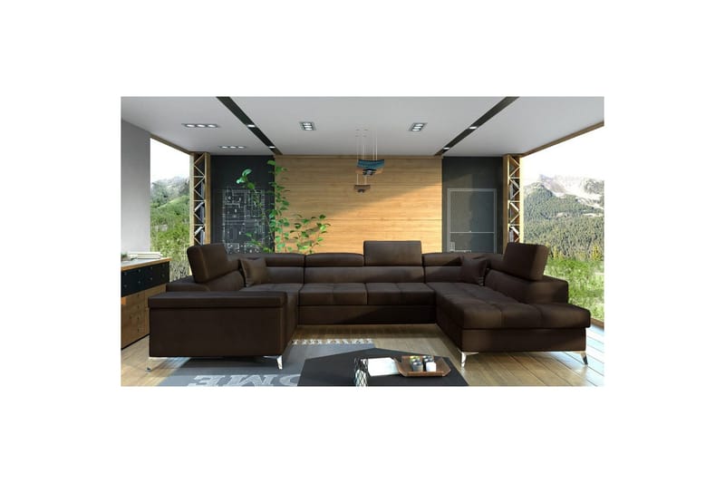 Hjørnesofa Eltap Thiago 342x208x88 cm, Monolith 29, Brun, Høyre