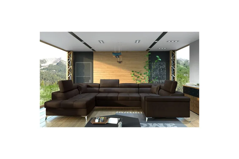Hjørnesofa Eltap Thiago 342x208x88 cm, Monolith 29, Brun, Venstre