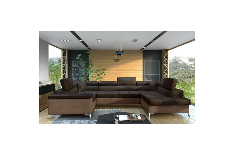 Hjørnesofa Eltap Thiago 342x208x88 cm, Monolith 29, Monolith 09, Brun, Høyre