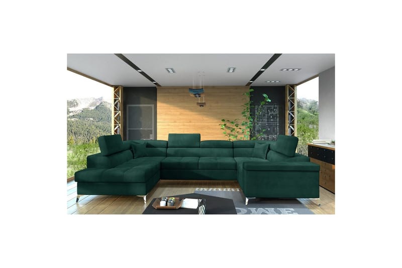 Hjørnesofa Eltap Thiago 342x208x88 cm, Monolith 37, Grønn, Venstre