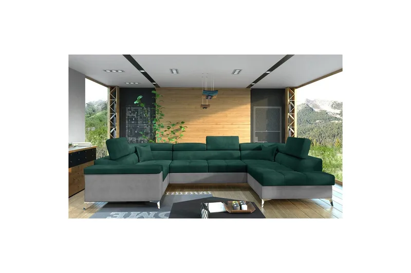Hjørnesofa Eltap Thiago 342x208x88 cm - Monolith 37, Monolith 84, Grønn, Høyre - Møbler - Sofaer - Sovesofaer - Hjørnesovesofa