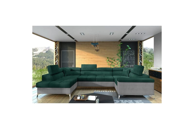 Hjørnesofa Eltap Thiago 342x208x88 cm - Monolith 37, Monolith 84, Grønn, Venstre - Møbler - Sofaer - Sovesofaer - Hjørnesovesofa
