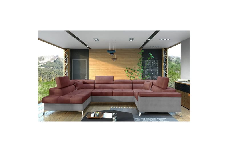 Hjørnesofa Eltap Thiago 342x208x88 cm - Monolith 63, Monolith 84, Rosa, Venstre - Møbler - Sofaer - Sovesofaer - Hjørnesovesofa
