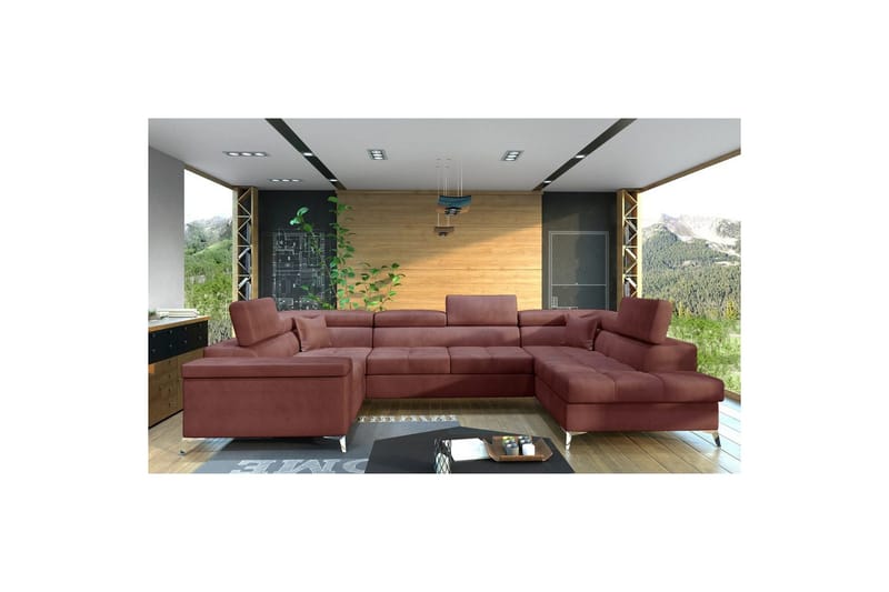 Hjørnesofa Eltap Thiago 342x208x88 cm - Monolith 63, Rosa, Høyre - Møbler - Sofaer - Sovesofaer - Hjørnesovesofa