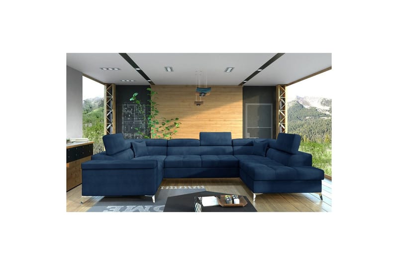 Hjørnesofa Eltap Thiago 342x208x88 cm, Monolith 77, Blå, Høyre