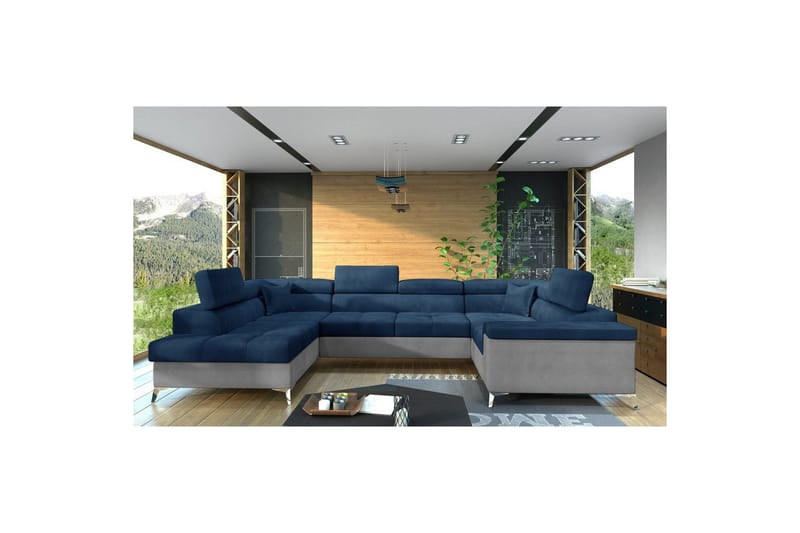 Hjørnesofa Eltap Thiago 342x208x88 cm, Monolith 77, Monolith 84, Blå, Venstre