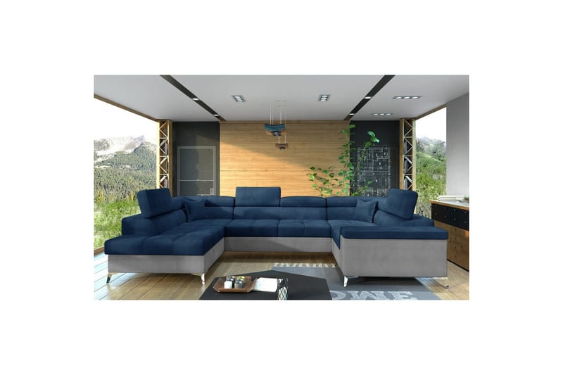 Hjørnesofa Eltap Thiago 342x208x88 cm - Monolith 77, Monolith 84, Blå, Venstre - Møbler - Sofaer - Sovesofaer - Hjørnesovesofa