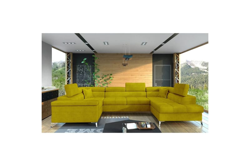 Hjørnesofa Eltap Thiago 342x208x88 cm - Omega 68, Gul, Høyre - Møbler - Sofaer - Sovesofaer - Hjørnesovesofa
