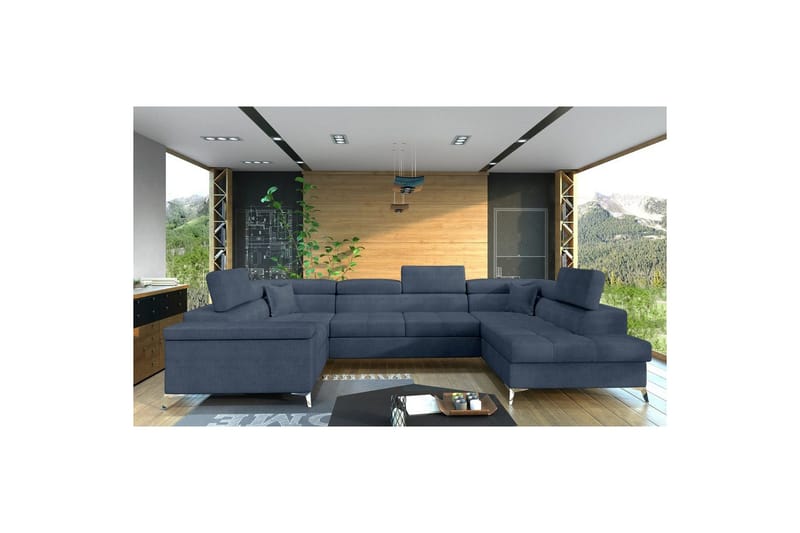 Hjørnesofa Eltap Thiago 342x208x88 cm, Omega 86, Blå, Høyre