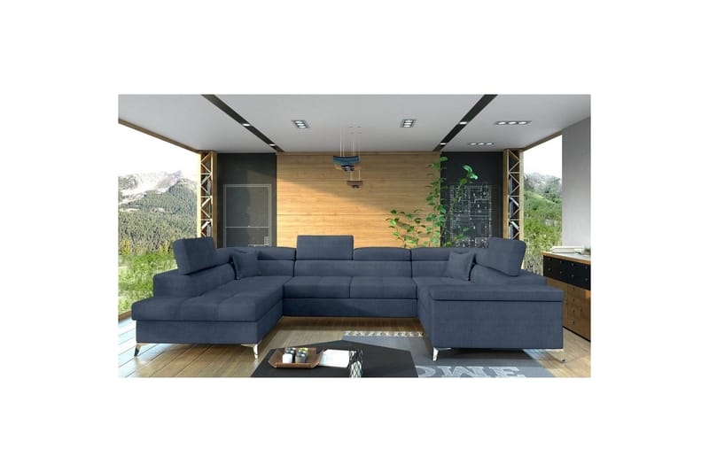 Hjørnesofa Eltap Thiago 342x208x88 cm - Omega 86, Blå, Venstre - Møbler - Sofaer - Sovesofaer - Hjørnesovesofa